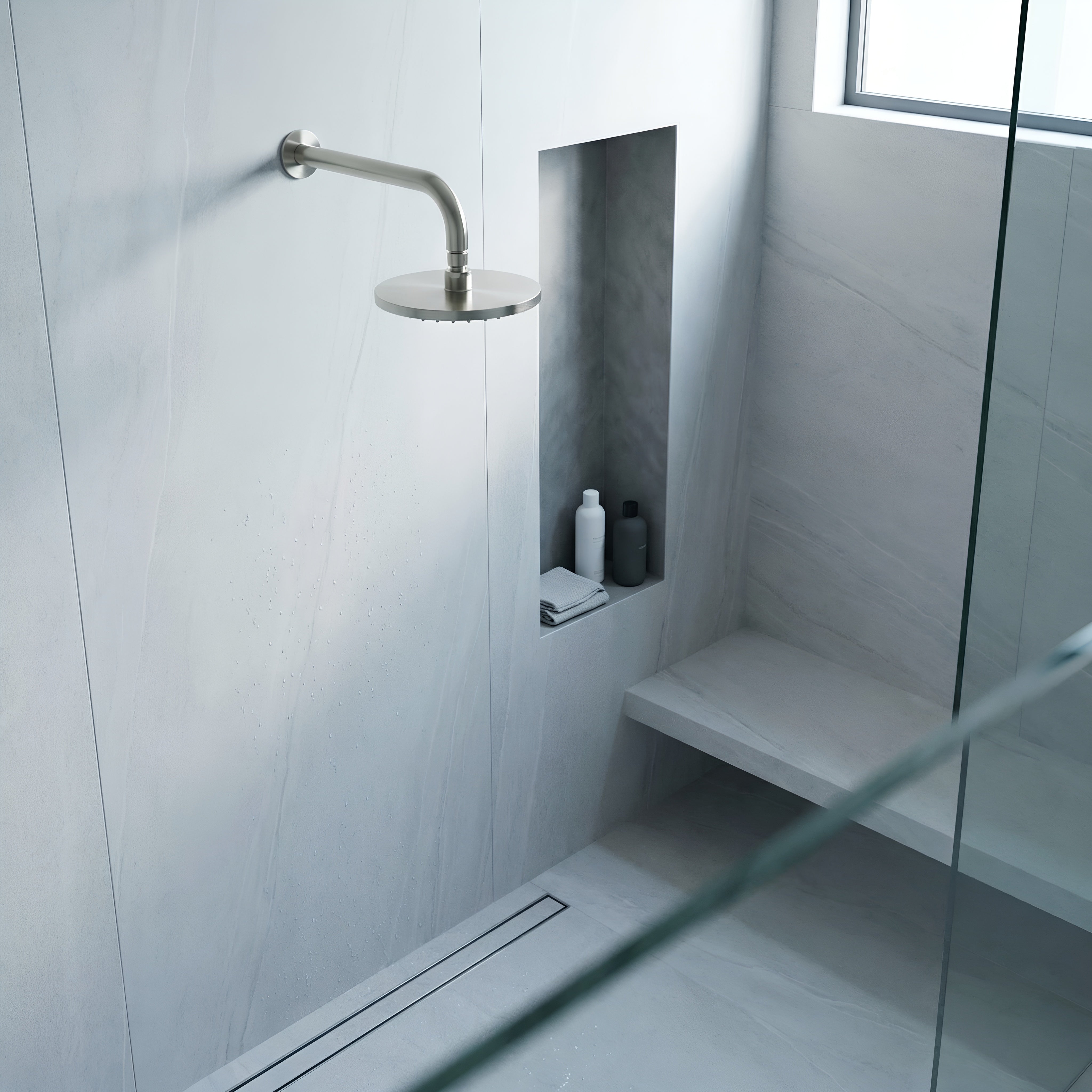 shower head on wall brushed nickel