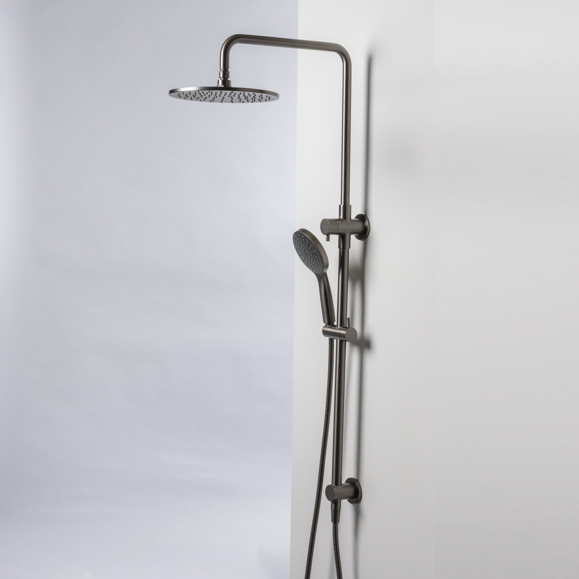 Notorious 250mm Twin Shower With Diverter Gun Metal