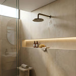 Notorious Round Wall Mounted Shower Arm Antique Brass