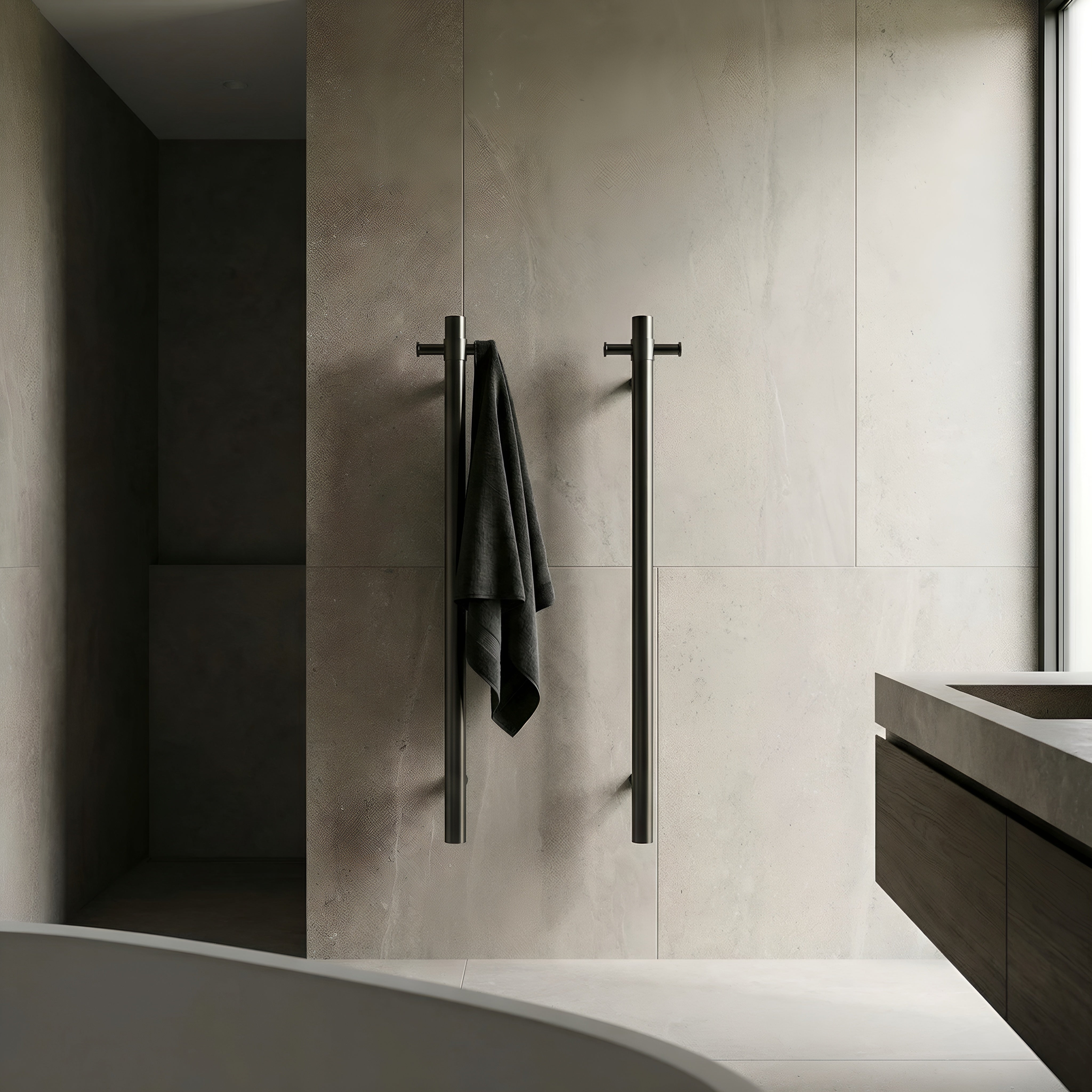 Notorious Single Bar Heated Towel Rail Gun Metal