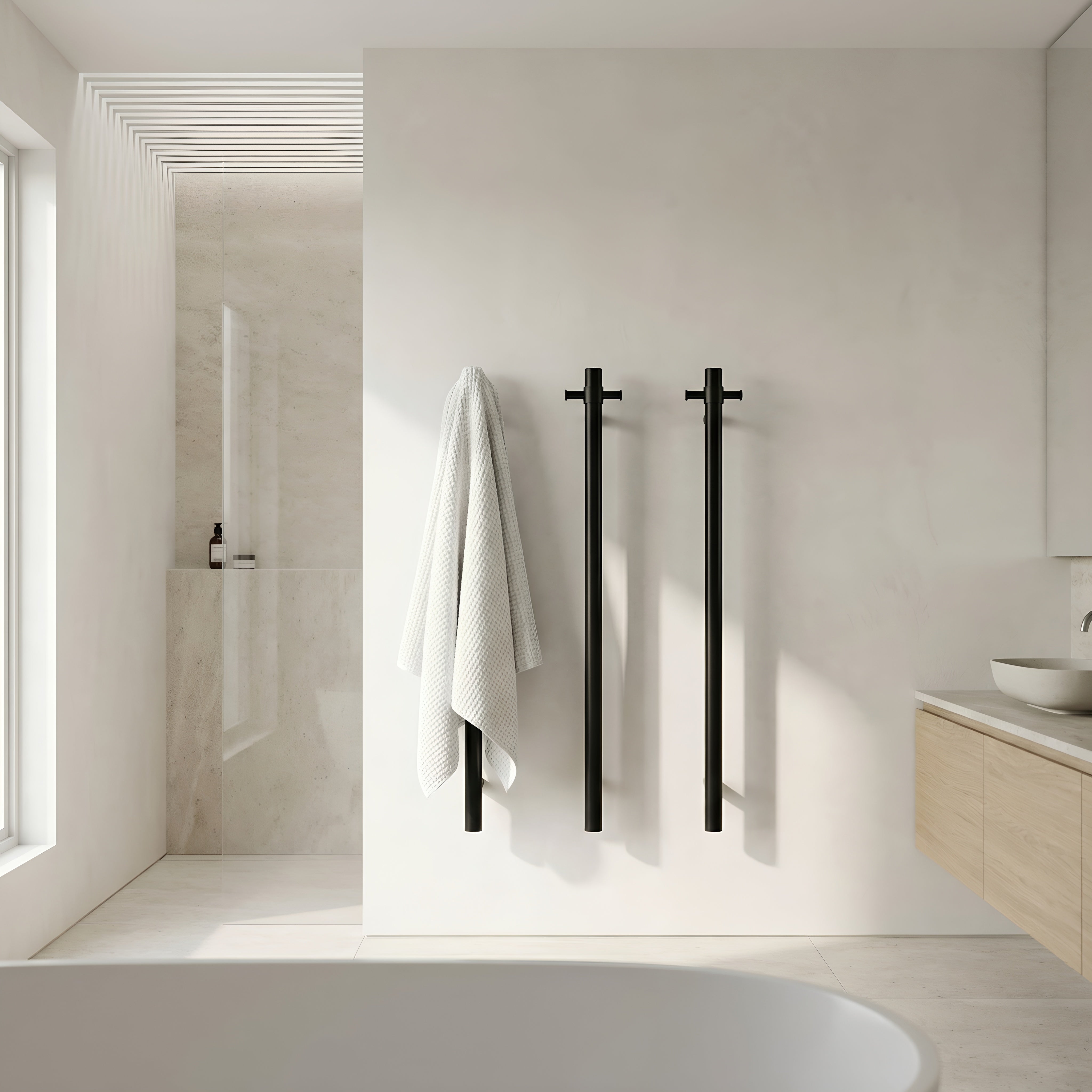 Notorious Single Bar Heated Towel Rail Matt Black