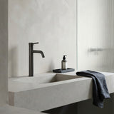 Modern bathroom with the gun metal tall basin mixer