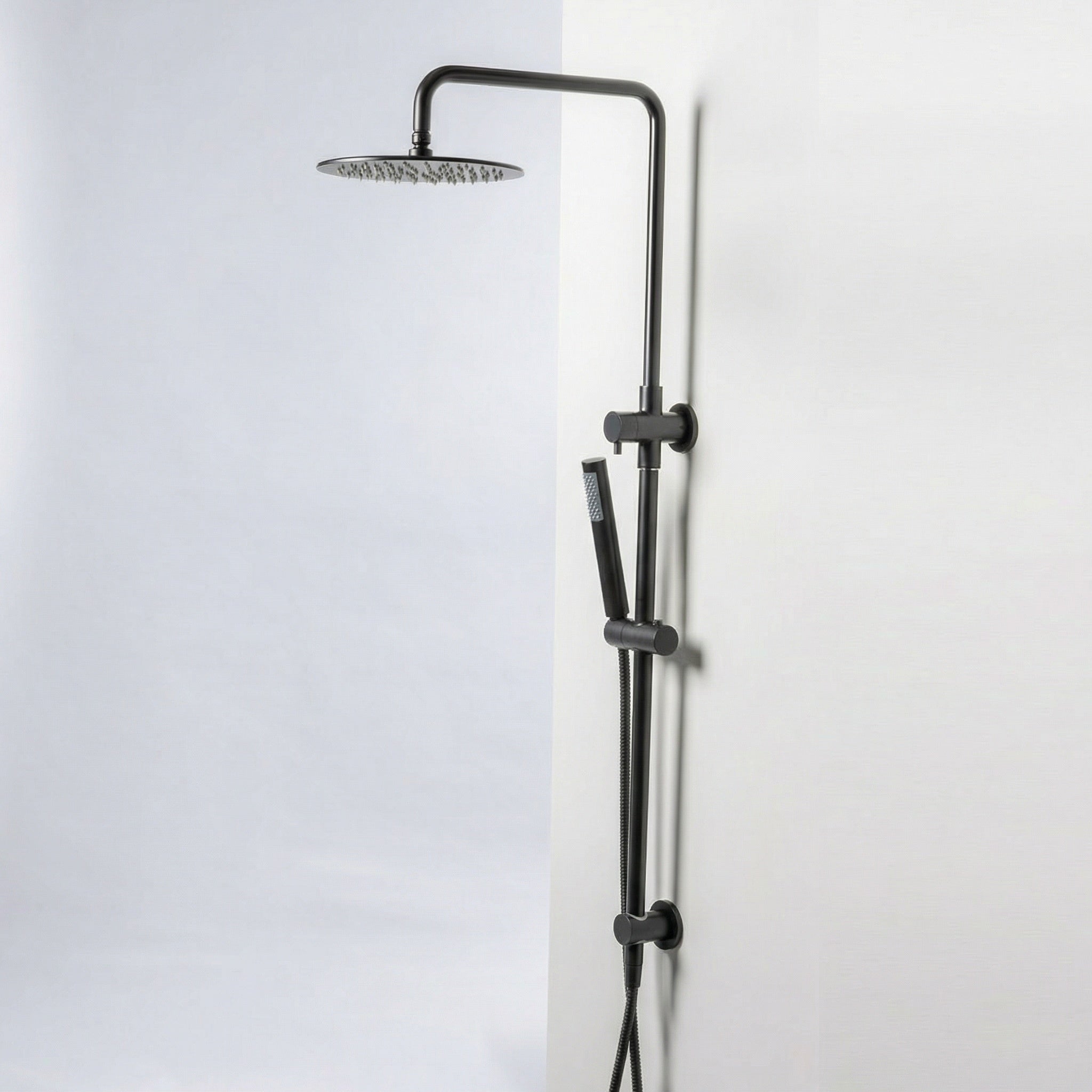 Notorious Twin Shower with Diverter 200mm Matt Black