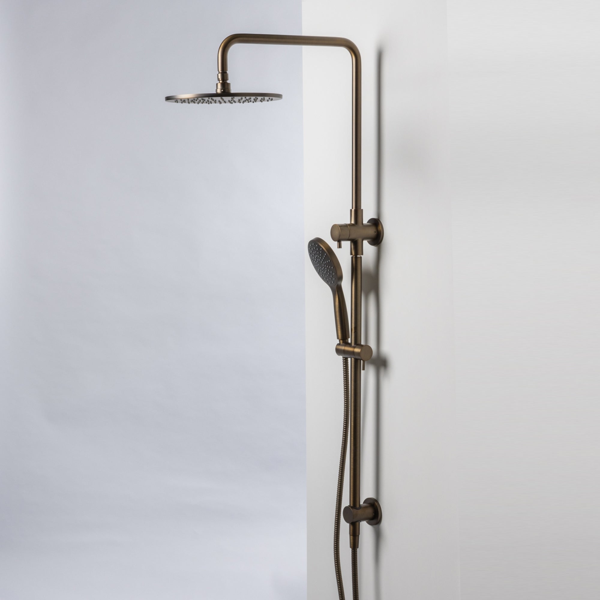 Notorious Twin Shower with Diverter 250mm -Antique Brass
