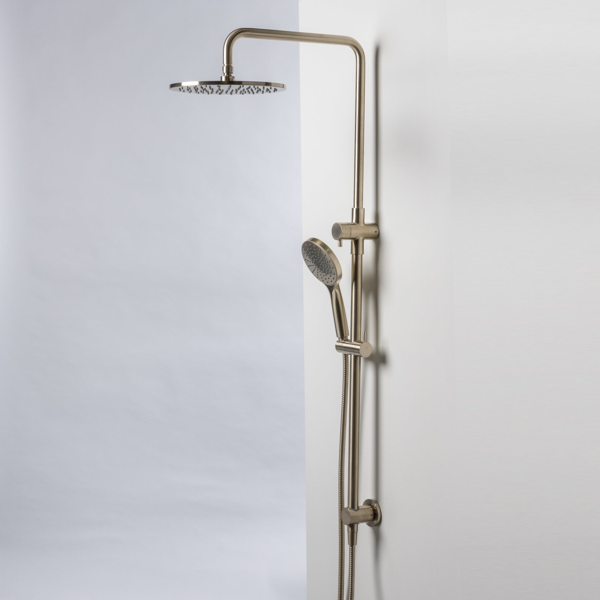 Notorious Twin Shower with Diverter 250mm - Warm Brushed Nickel