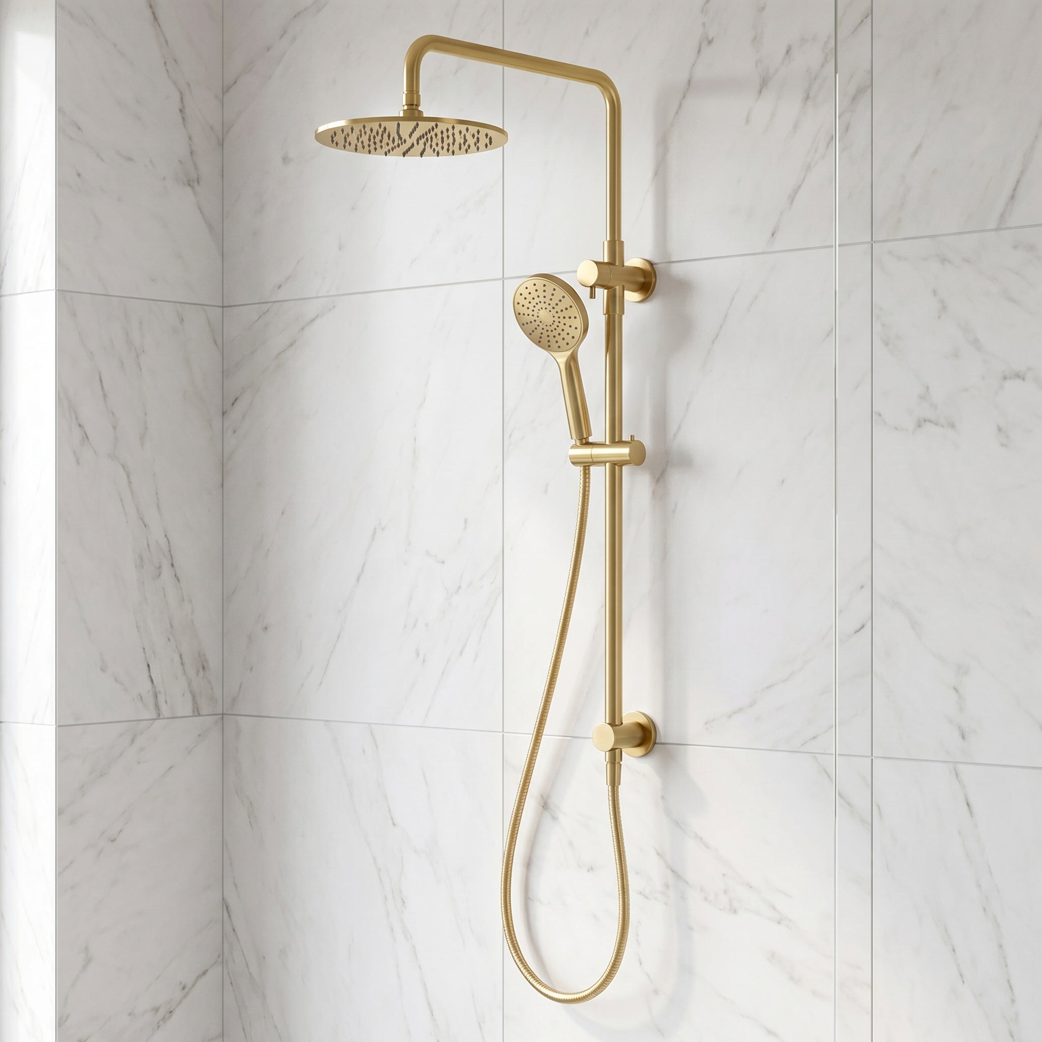 Notorious Twin Shower with Diverter Paddle  Brushed Gold