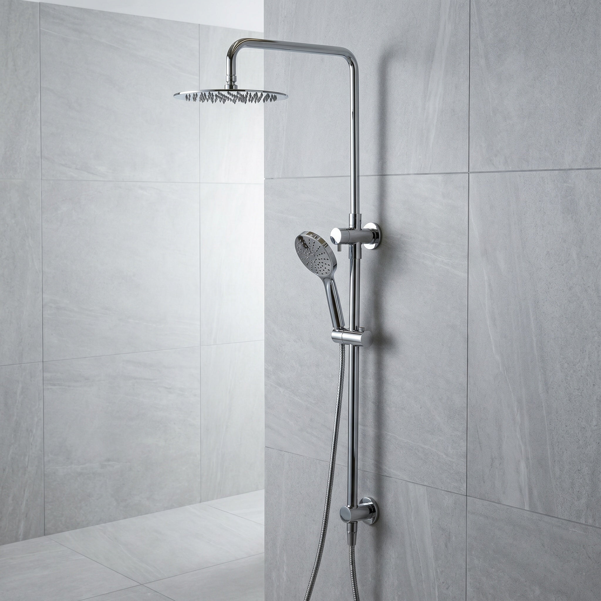 Notorious Twin Shower with Diverter Paddle  Chrome