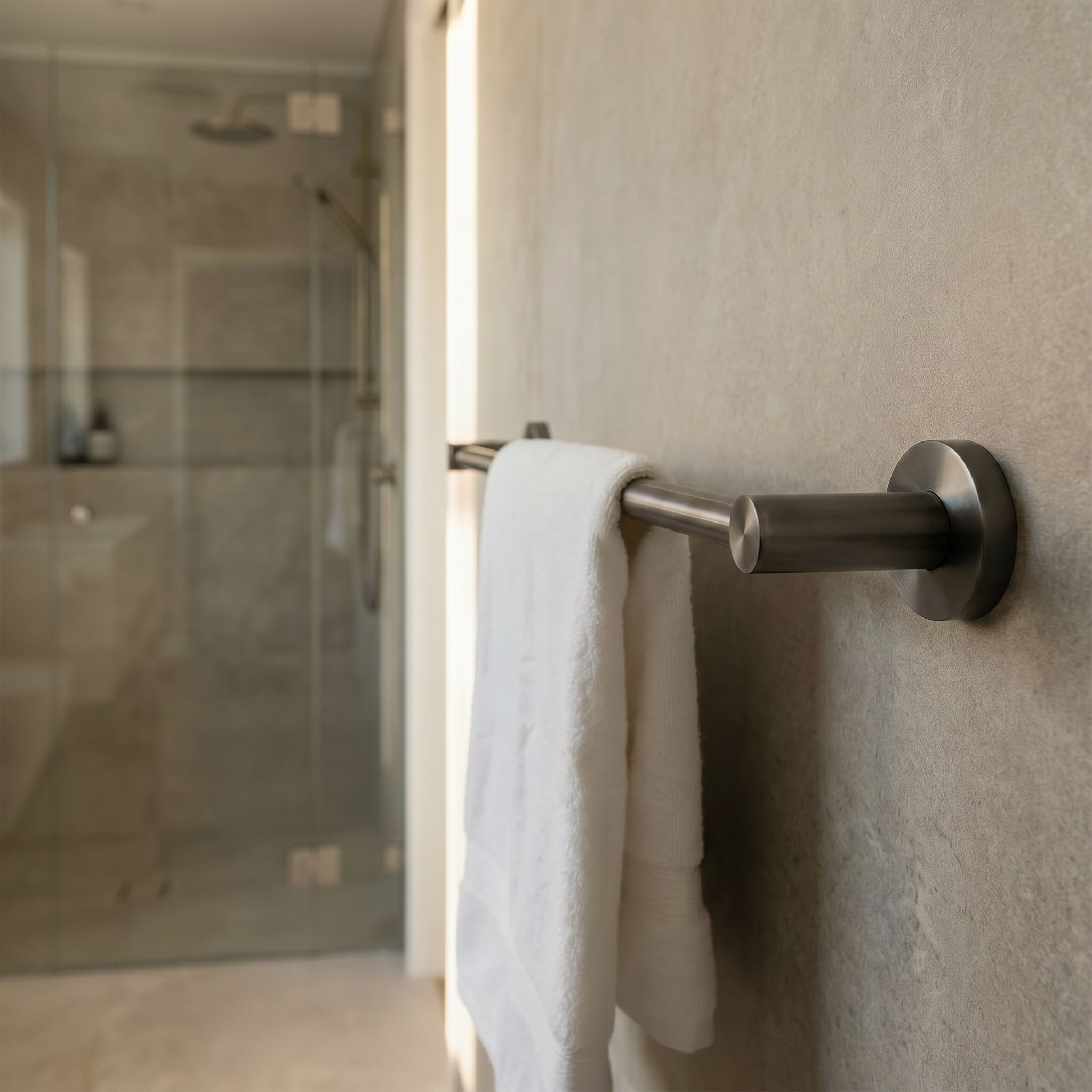 Notorious single towel rail gun metal