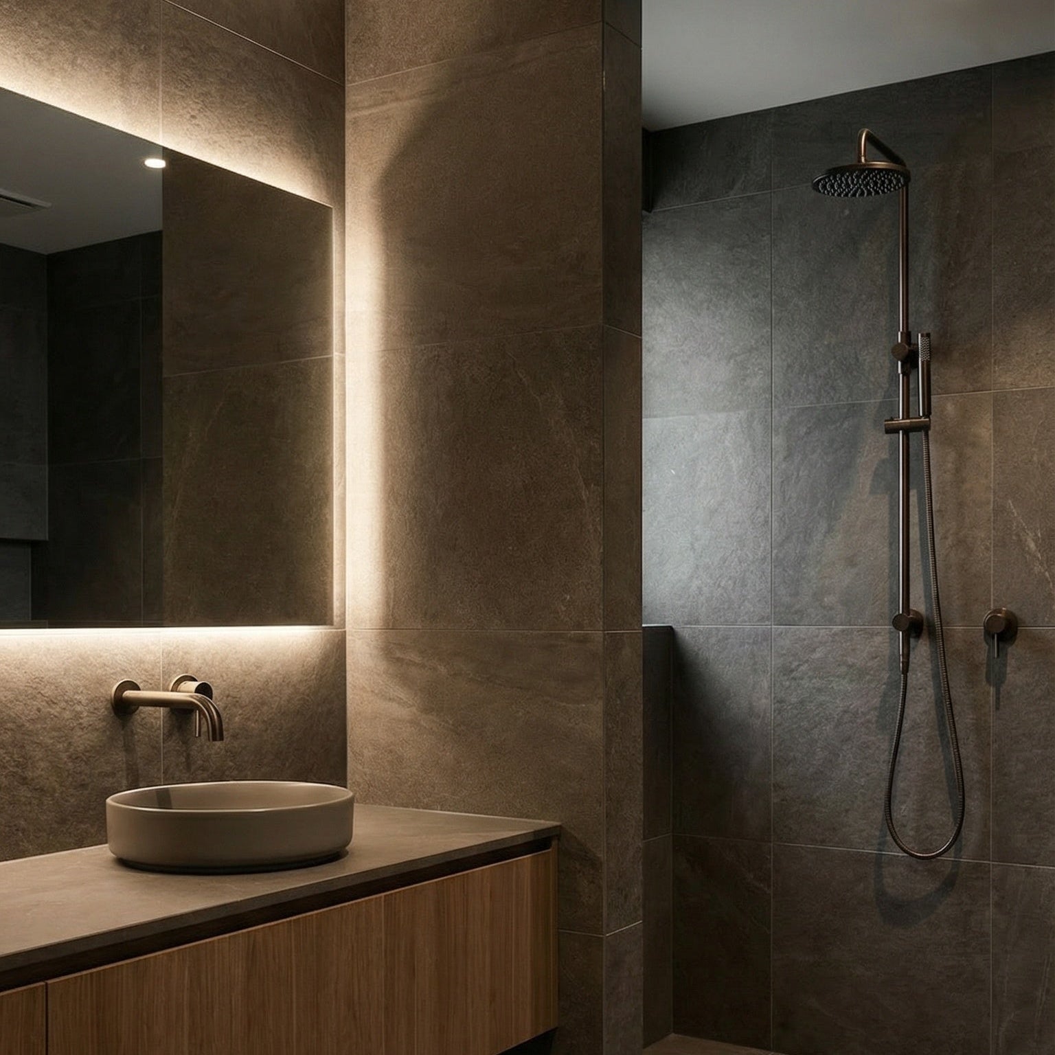 Notorious Twin Shower with Diverter 200mm Gun Metal