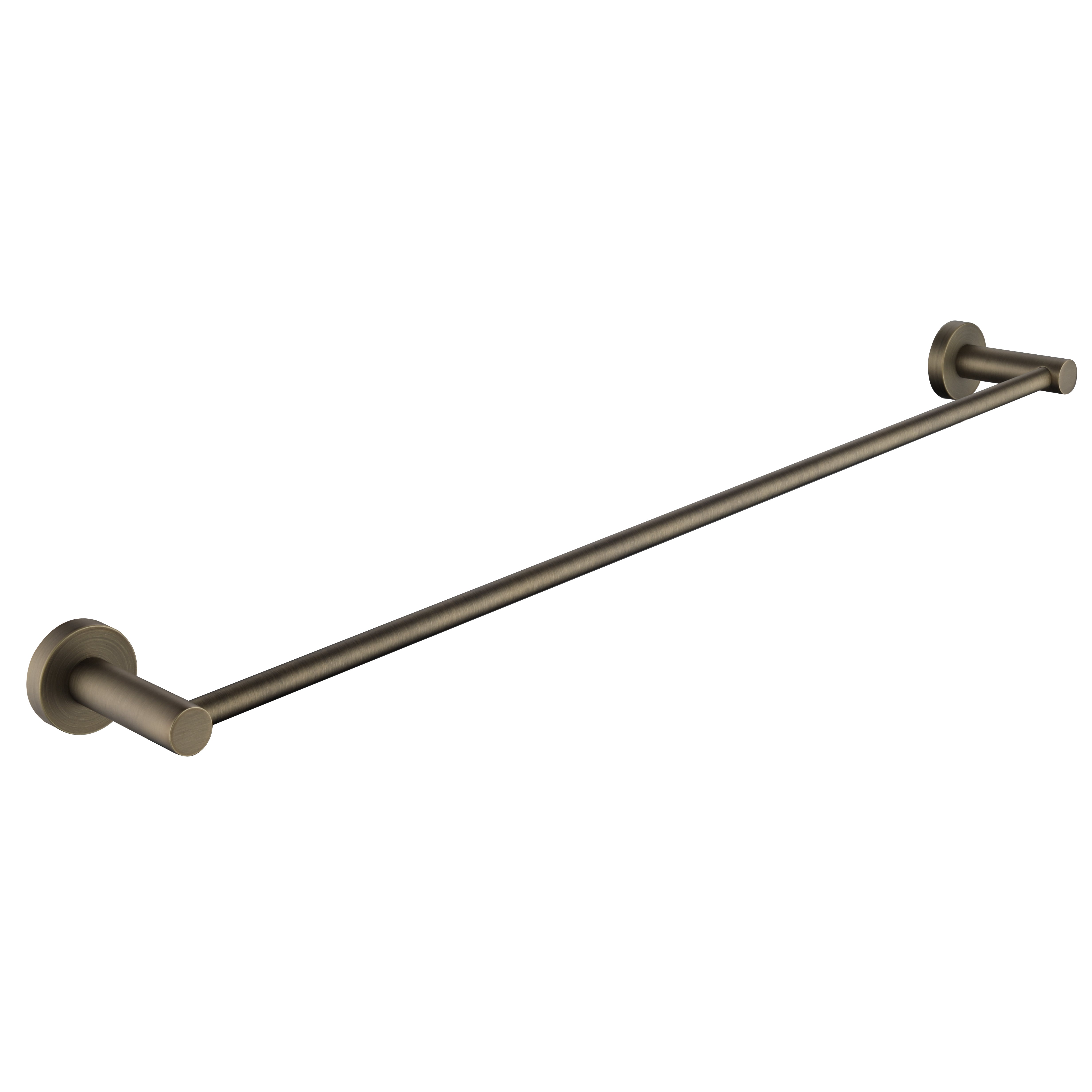 antique brass single towel rail on a white background