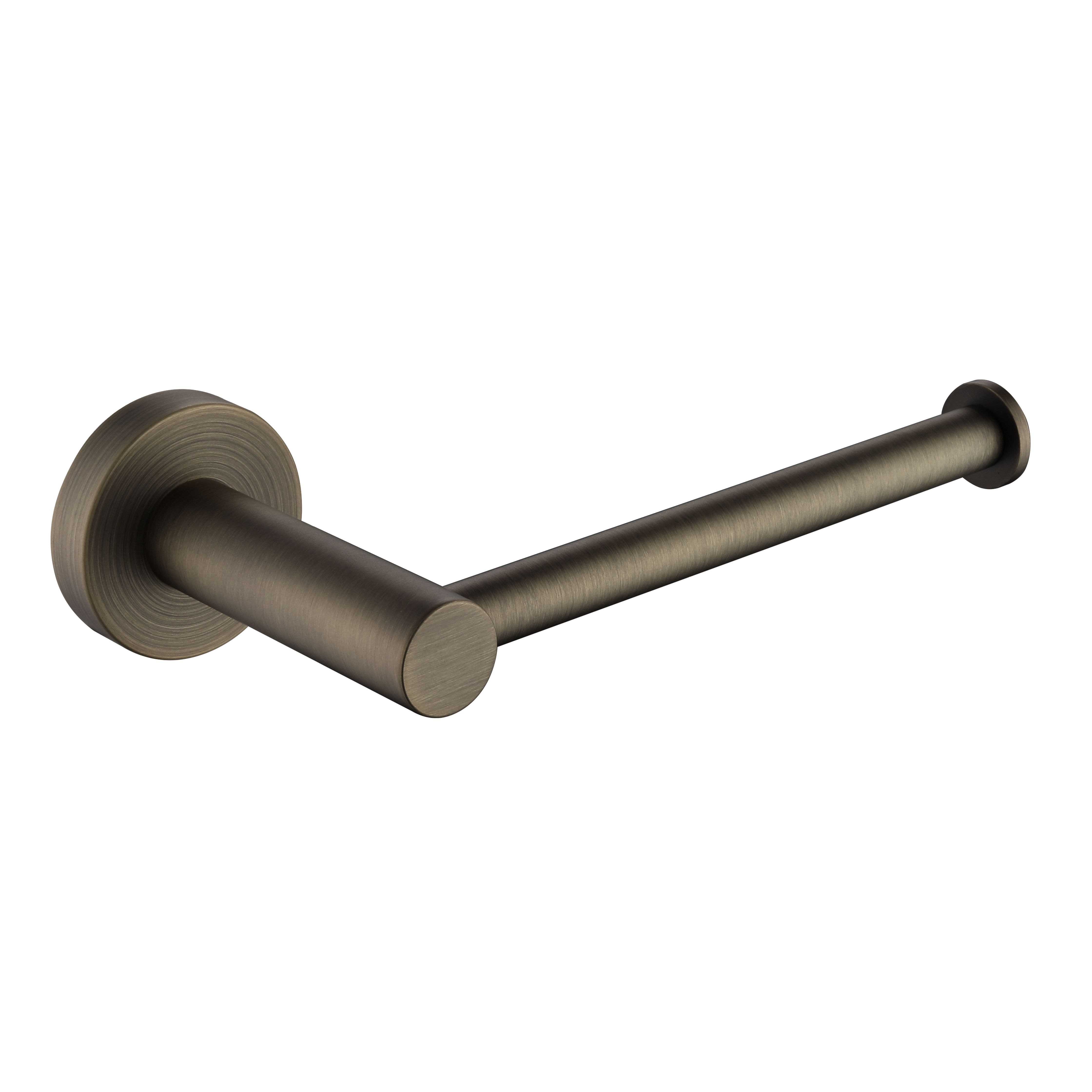 antique brass toilet roll holder on a white background