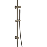 Antique Brass Twin Round Combination Shower Rail with Diverter and Hand Held wand on white background
