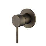 antique brass wall mounted mixer tap on a white background