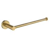 brushed gold hand towel holder rail on a white background