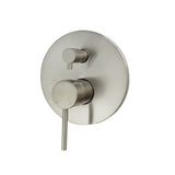 Brushed Nickel Wall mixer with diverter wall mounted on a white background