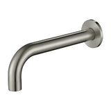Brushed Nickel Wall Spout on a white background