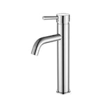 chrome tall basin mixer on a white background