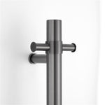 gunmetal single upright bar heated towel rail on a white background lifestyle