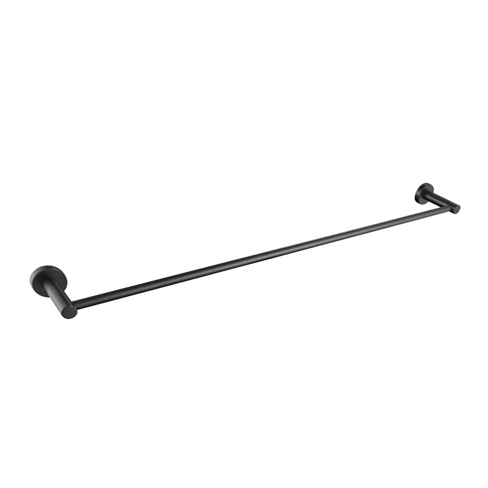 A single towel rail with a gunmetal finish, featuring a white background.