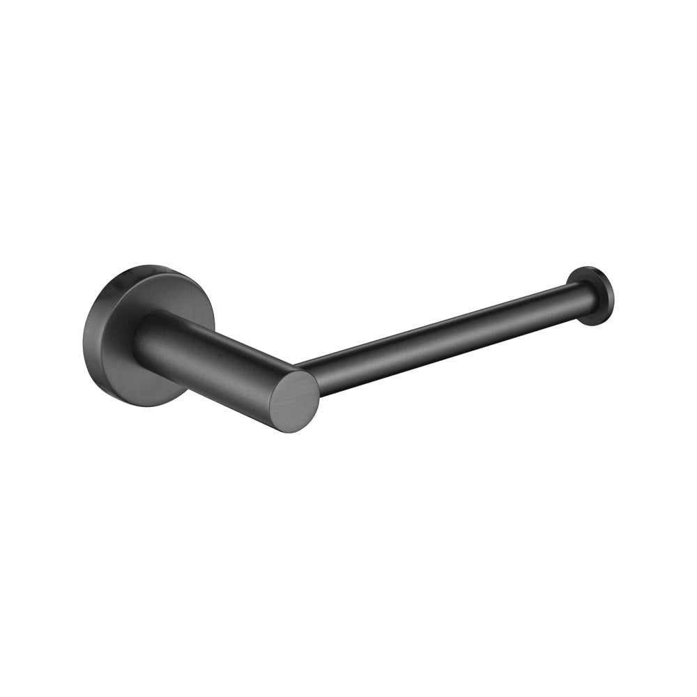 gunmetal toilet roll holder on a white background