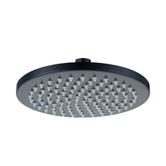matt black shower head on a white background