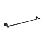 A single matt black towel rail with a bar and mounting brackets on a white background.