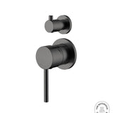 Gun metal wall mixer with diverter on a white background